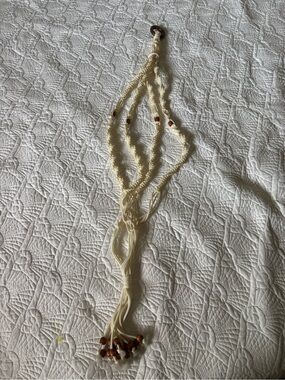 Vintage macrame plant hanger with wooden beads